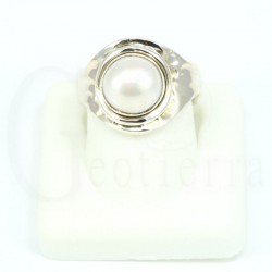 anillo perla plata