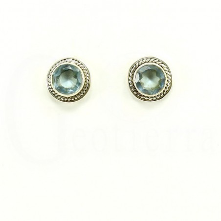 pendientes topacio azul plata