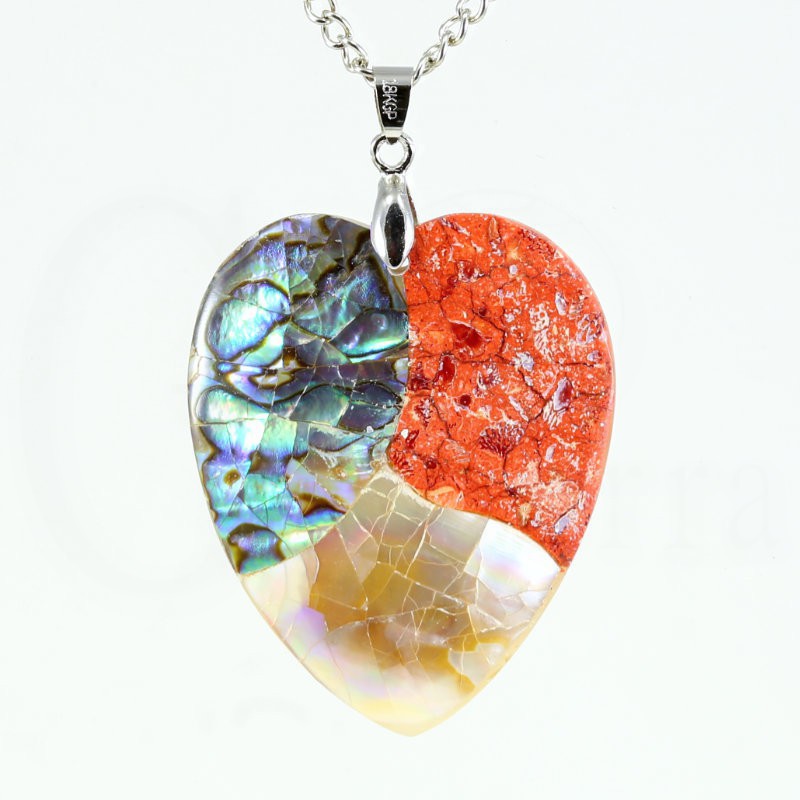 colgante coral nacar corazon