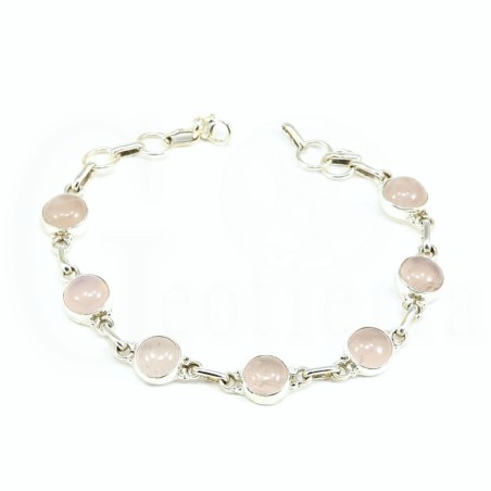 pulsera cuarzo rosa plata