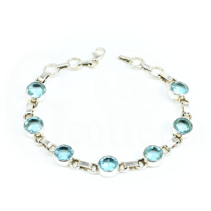 pulsera plata topacio azul