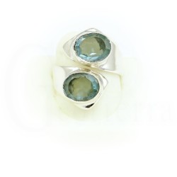 anillo topacio azul y plata