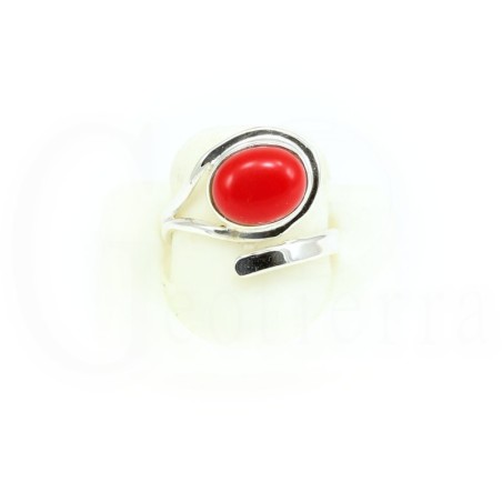 anillo coral plata