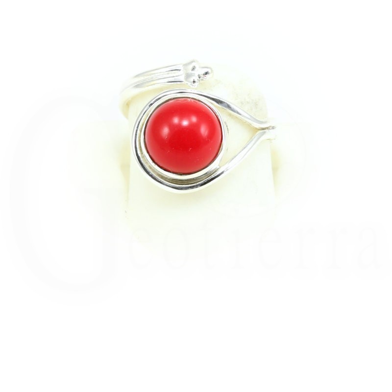 anillo coral plata