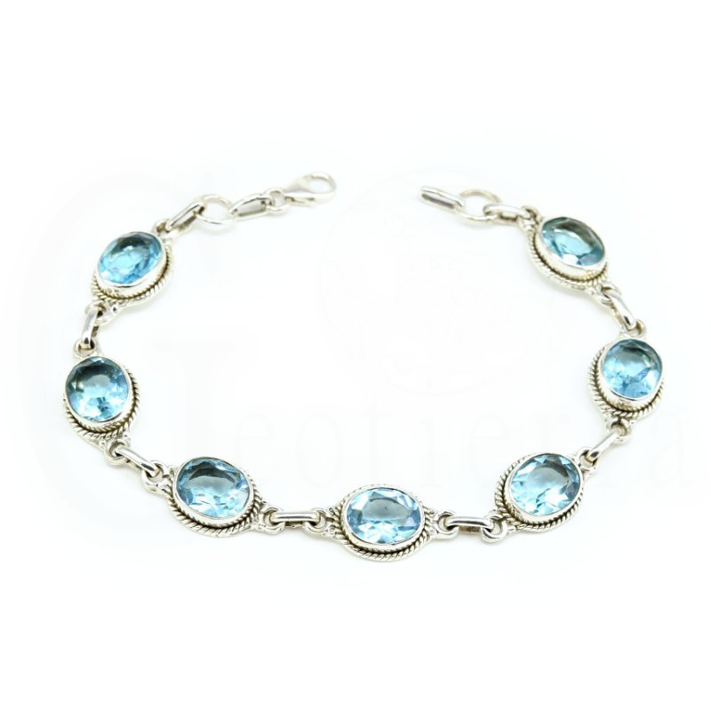 pulsera topacio azul plata