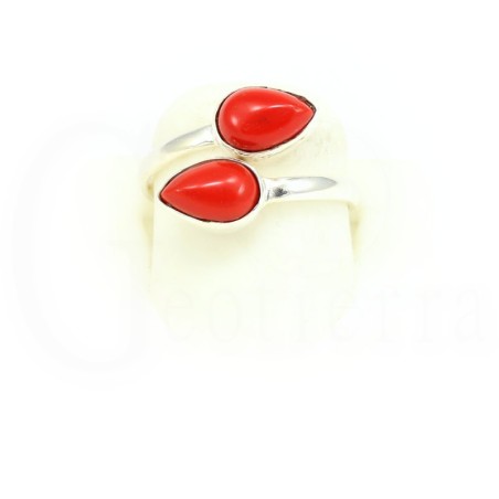 anillo coral plata