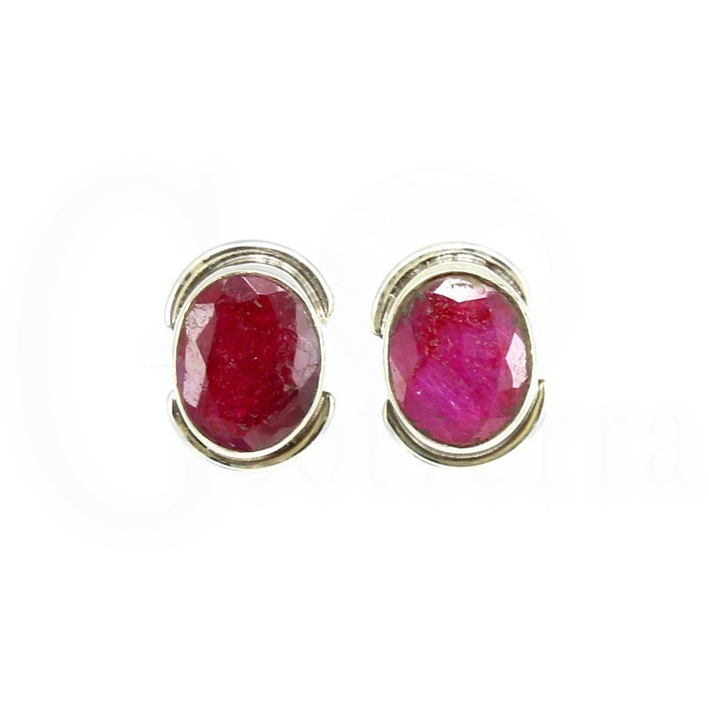 pendientes rubi plata