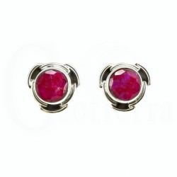 pendientes rubi plata