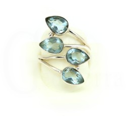 anillo topacio azul y plata