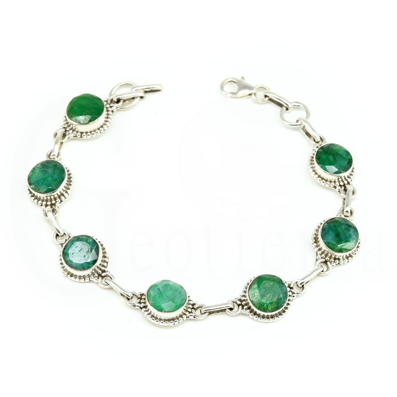 pulsera esmeralda y plata