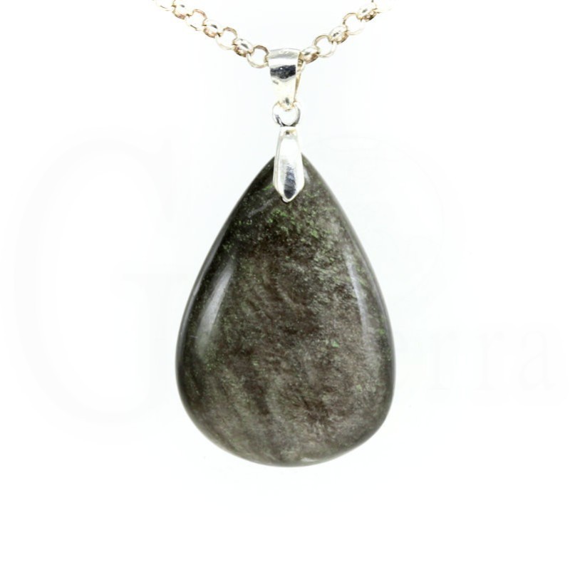 colgante obsidiana plateada