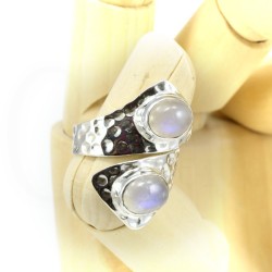 anillo piedra luna plata
