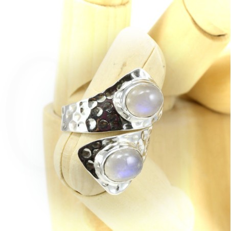 anillo piedra luna plata