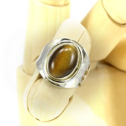 anillo ojo tigre plata