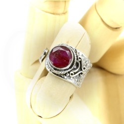 anillo rubi plata