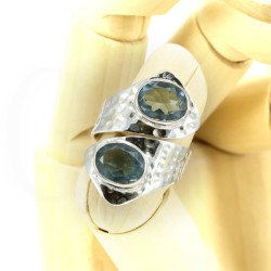 anillo topacio azul plata