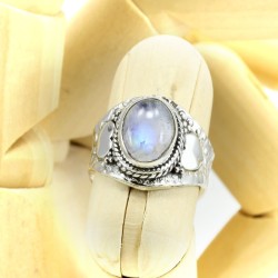 anillo piedra luna y plata