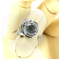 anillo topacio azul plata