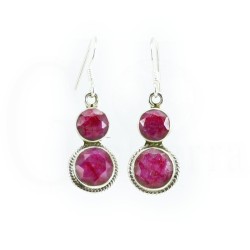 pendientes rubi plata