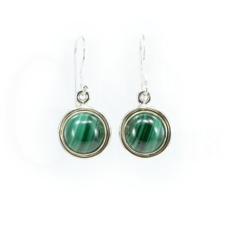 pendientes malaquita plata