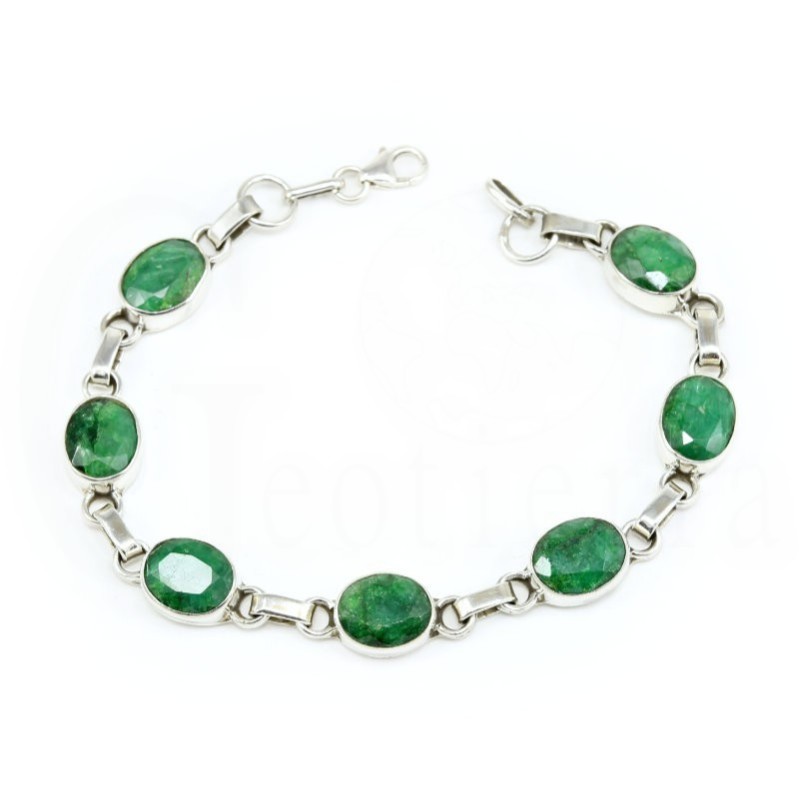 pulsera esmeralda y plata