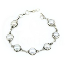pulsera perla natural plata