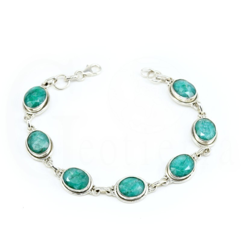 pulsera esmeralda y plata